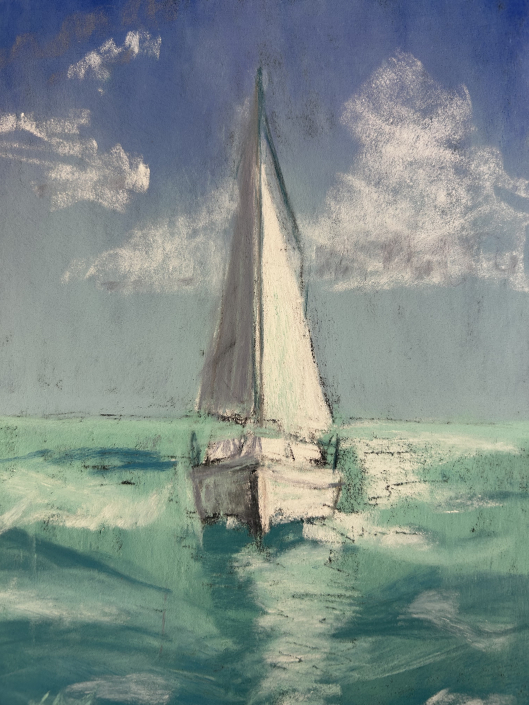 Vitorlás – 14,8×21 cm – Pasztellfestmény – Elkelt